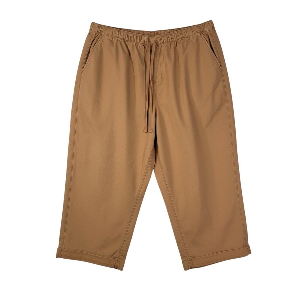 LANE BRYANT Camel Lyocell Blend Slub Cuffed Cropped Wide Leg Pants Size 22/24